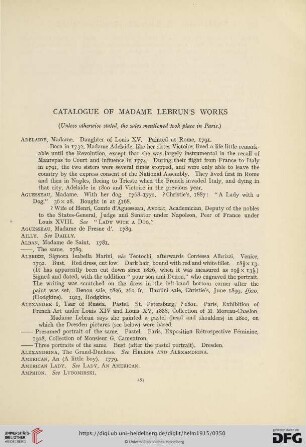 Catalogue of Madame Lebrun´s Works