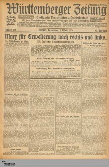 Württemberger Zeitung : das nationalsozialistische Morgenblatt in Stuttgart : WLZ, Württembergische Landeszeitung