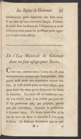 De l'Eau Minérale de Geismar dont on fait usage pour Bains