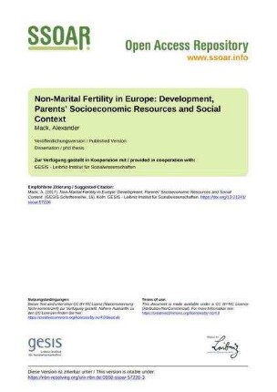 Non-Marital Fertility in Europe: Development, Parents' Socioeconomic Resources and Social Context