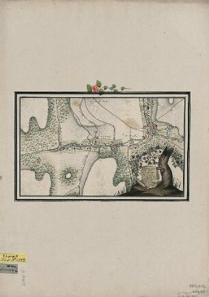 Plan von Kreischa und Lungkwitz, Handzeichnung, um 1790? : Situations-Plan derer Dörfer Lunkewitz et Kreischa : à coup d'oeil aufgenommen. - [S.l.] , [um 1790?]. - 1 Kt. : kolor. Handzeichng. ; 31 x 18 cm