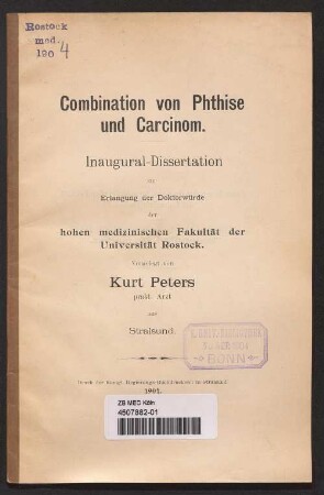 Combination von Phthise und Carcinom