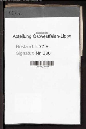 Anstellung der Auditoren beim Amt Schötmar, Bd. 1