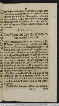 Caput V. Von Natur und Eigenschafft des ersten Principii Mercurii