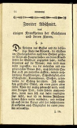 Zweiter Abschnitt. von einigen Krankheiten der Gelehrten und deren Kuren.