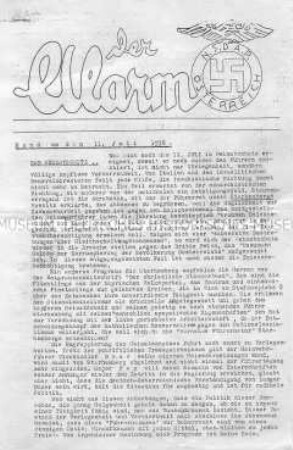 Hektografiertes Mitteilungsblatt der N.S.D.A.P. Österreichs u.a. über den Heimatschutz