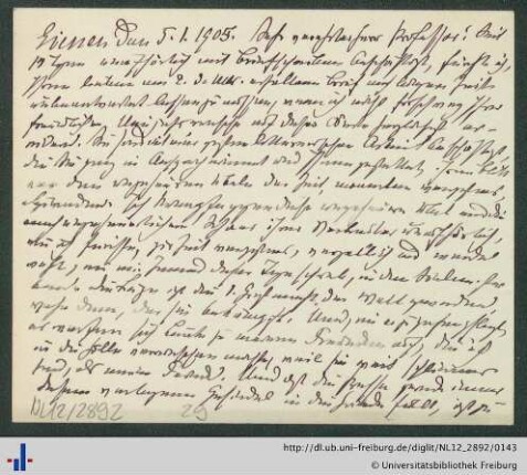 Postkarte vom 05.01.1905.