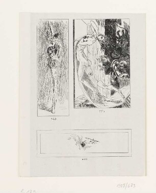 Karikatur auf drei Bildern aus dem Salon, Blatt 1 der Folge "Salon der Malerei und Skulptur"