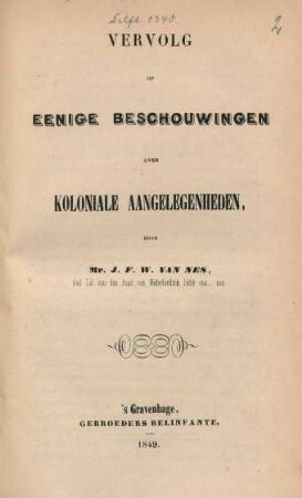 Vervolg op eenige beschouwingen over koloniale aangelegenheden