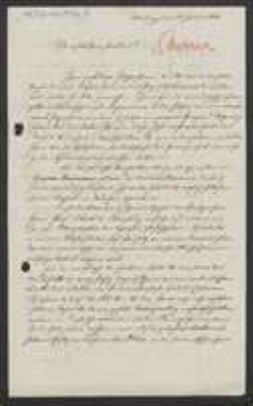 Brief von Johann Wilhelm Sturm an Unbekannt