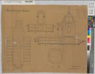 Gemen (Borken) Schloß Familiengruft Grundrisse, Schnitte 1911 1 : 50 64 x 80 Zeichnung Landsberg-Velensches Bauamt Landsberg-Velen