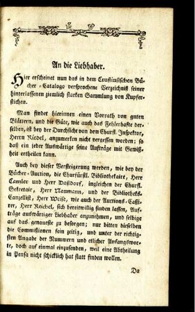 An die Liebhaber.