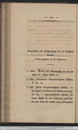 Verzeichniß und Beschreibung der 17 Original-Kupfer
