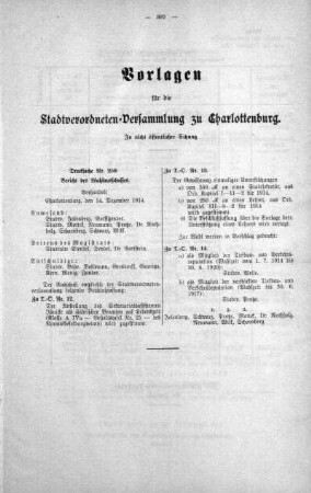 In nicht öffentlicher Sitzung. (259.), 16. Dezember 1914