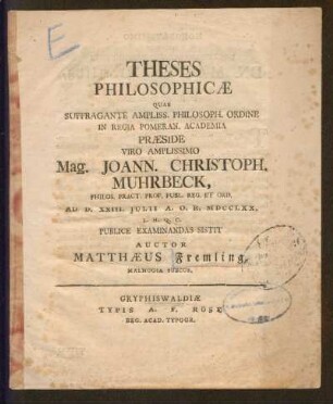 Theses Philosophicæ