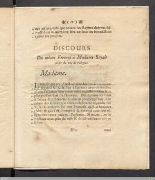 Discours Du même Envoyé à Madame Royale Mere du Roy de Pologne.