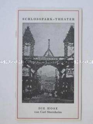 Programm des Schloßpark-Theaters Berlin zu dem Stück "Die Hose" von Carl Sternheim