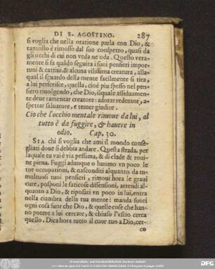 Cio che l'occhio mentale rimoue da lui, al tutto è da fuggire, [et] hauere in odio. Cap. 30.