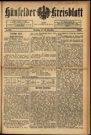 Ausgabe vom Montag, den 14. Dezember 1896.