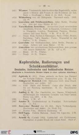 Kupferstiche, Radierungen und Schabkunstblätter (Nr. 1062-1789)