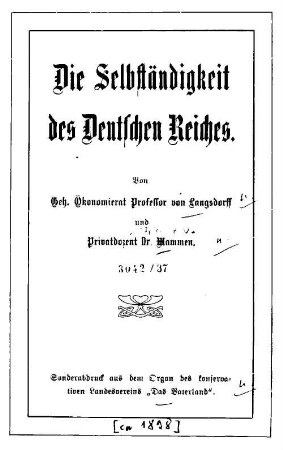 Die Selbständigkeit des Deutschen Reiches