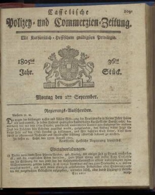 36tes Stueck, Montag den 2ten September 1805