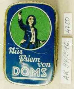 Automaten-Blechdose für "Nur Priem von DOMS"