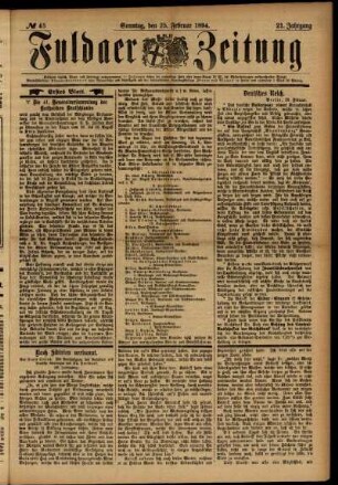 Erste Ausgabe vom Sonntag, den 25. Februar 1894.