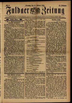Erste Ausgabe vom Sonntag, den 25. Februar 1894.