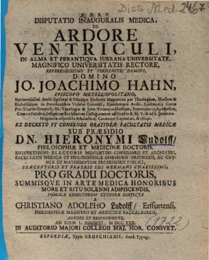 Disputatio Inauguralis Medica, De Ardore Ventriculi