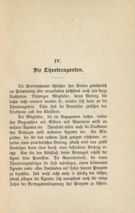 IV. Die Theateragenten