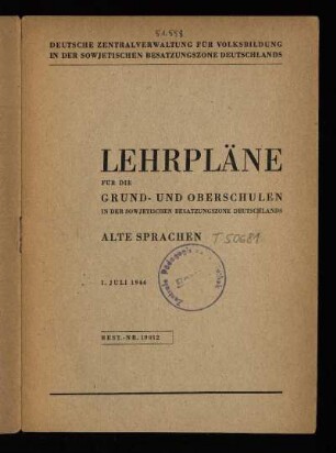 1946: Alte Sprachen