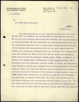 Brief Rodenwaldt - Buschor