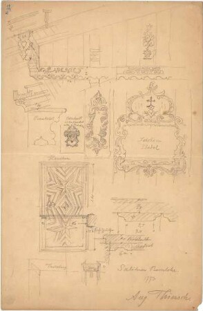 Thiersch, August ; Bauaufnahmen (deutsche Bauernhäuser u.a.) - Haus Saliterer in Bernlohe (Details)
