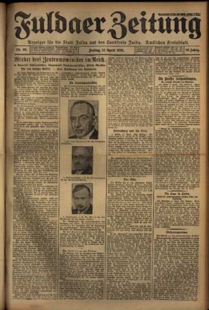Ausgabe vom Freitag, den 12. April 1929.