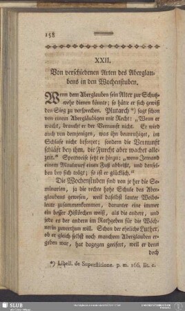 XXII. Von verschiedenen Arten des Aberglaubens in den Wochenstuben
