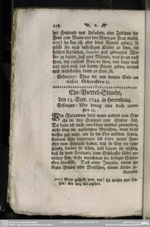 Ehe-Viertel-Stunde, den 13. Sept. 1744. in Herrnhaag