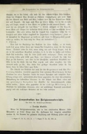 Zur Konzentration des Religionsunterrichts
