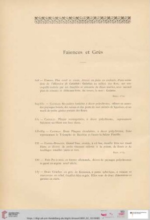 Faïences et Grès (Nr. 528 - 541)