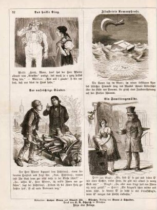 "Das heikle Ding" "Der aufrichtige Sünder" "Illustrirte Romanphrase" "Ein Familiengemälde"