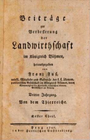Beiträge zur Verbesserung der Landwirthschaft im Königreich Böhmen. 3. 1797, 1