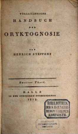 Vollständiges Handbuch der Oryktognosie. 2