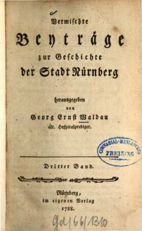 Beyträge zur Geschichte der Stadt Nürnberg, 3. 1788 = H. 17 - 24