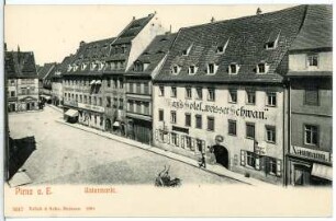 Pirna. Untermarkt mit Hotel weißer Schwan
