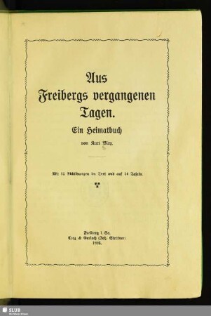 Aus Freibergs vergangenen Tagen : ein Heimatbuch