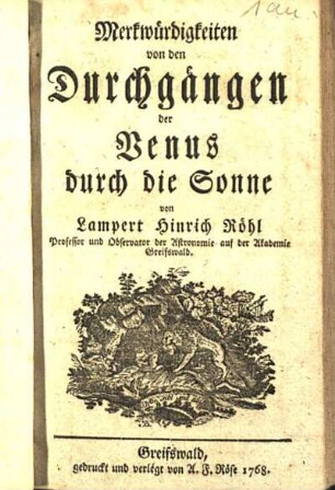 Merkwürdigkeiten von den Durchgängen der Venus durch die Sonne