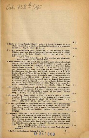 Antiquarischer Katalog der C. H. Beck'schen Buchhandlung in Nördlingen. 165. 1885