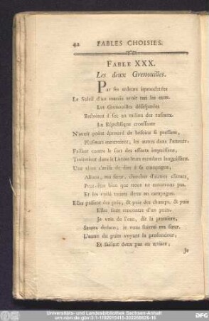 Fable XXX. Le deux Grenouilles.