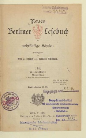 Teil 1, [Schülerband]: Unterstufe, Oberabteilung, (5. Klasse der Berliner Gemeindeschule)