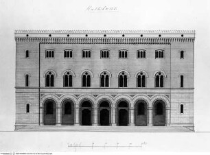 Erinnerungsbuch der Deutschen Künstler in Rom (Zweites Künstleralbum)Entwurf zu einem Rathaus in drei Blättern. 2. Blatt: Fassade - Zweites Künstleralbum